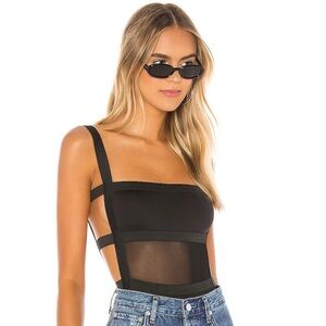 superdown Black Mesh Bodysuit